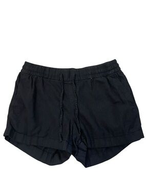 Old Navy Black Women's Elastic-Waist Casual linen blend rolled hem Shorts
